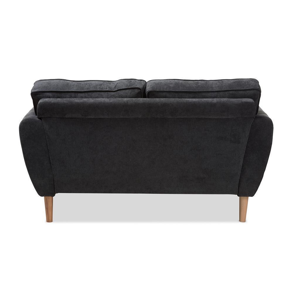 Miranda Mid-Century Modern Dark Grey Fabric Upholstered Loveseat FredCo