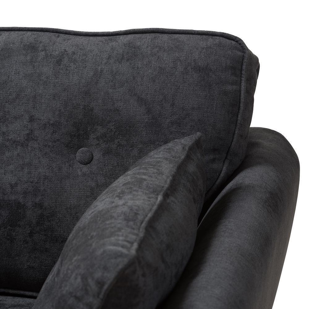 Miranda Mid-Century Modern Dark Grey Fabric Upholstered Loveseat FredCo