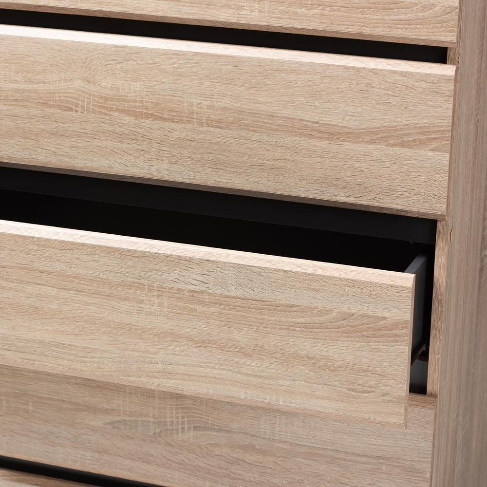 Miren Mid-Century Modern Light Oak and Dark Grey 5-Drawer Chest FredCo
