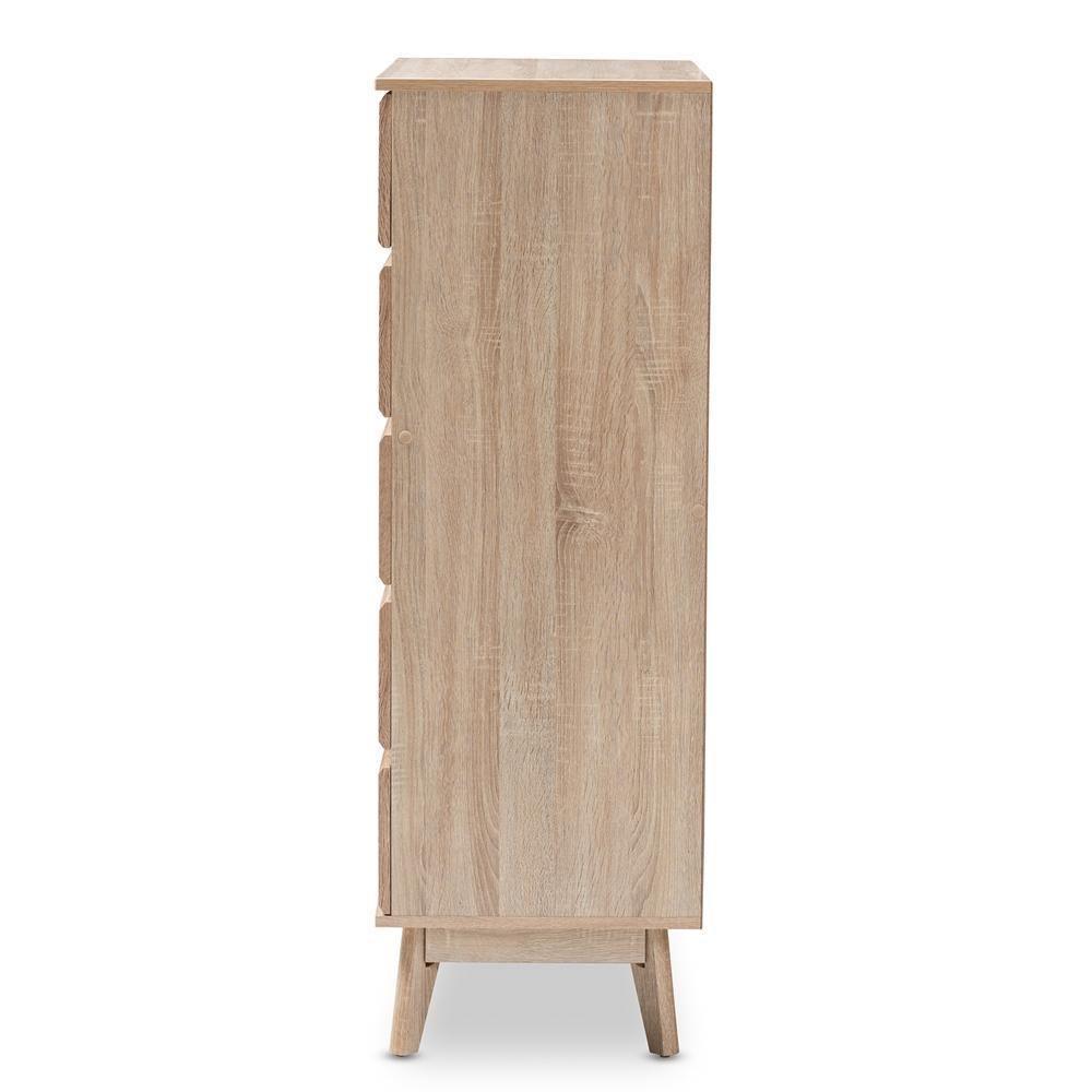 Miren Mid-Century Modern Light Oak and Dark Grey 5-Drawer Chest FredCo