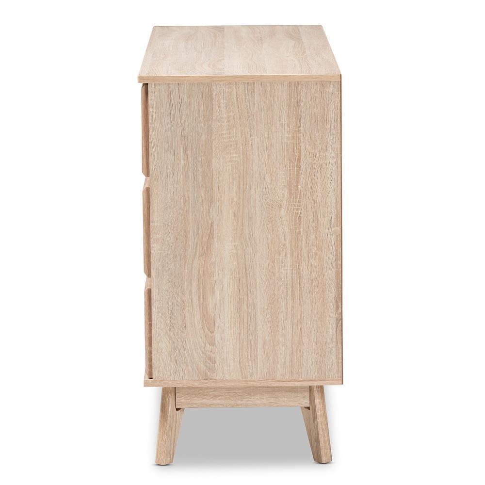 Miren Mid-Century Modern Light Oak and Dark Grey 6-Drawer Dresser FredCo