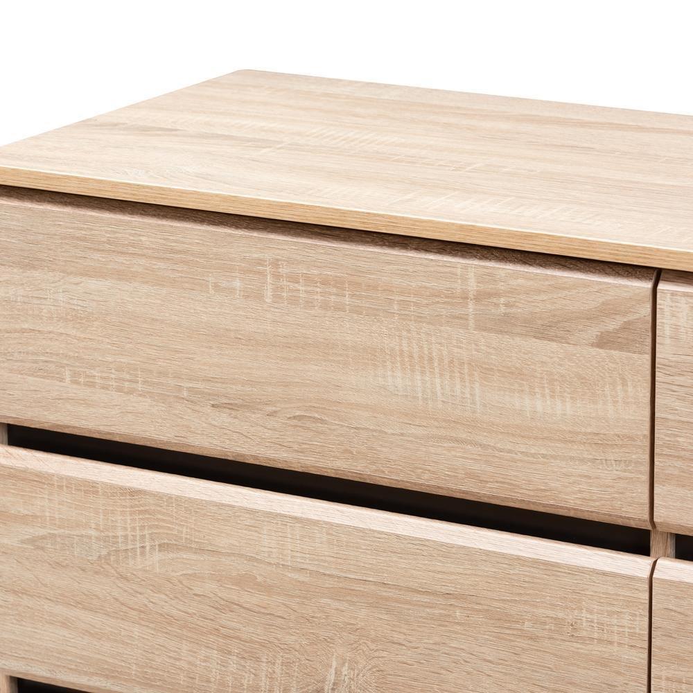 Miren Mid-Century Modern Light Oak and Dark Grey 6-Drawer Dresser FredCo