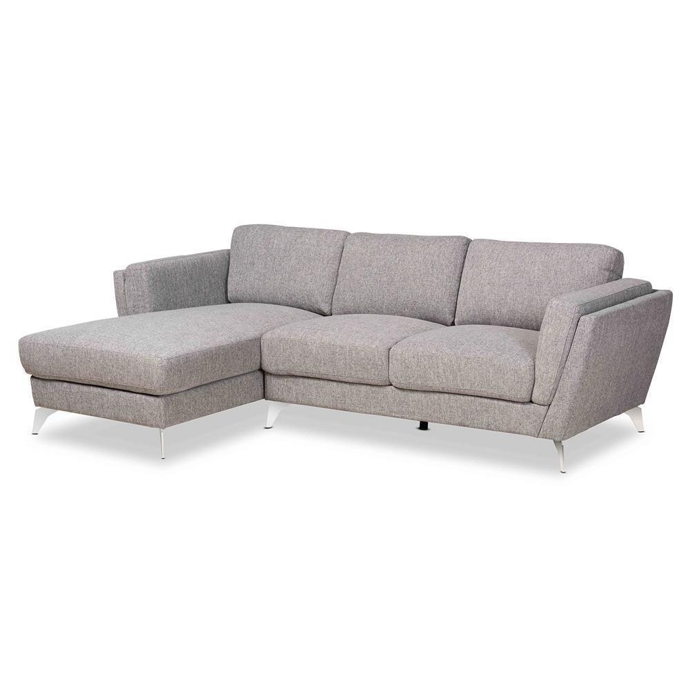 Mirian Modern and Contemporary Grey Fabric Upholstered Sectional Sofa with Left Facing Chaise FredCo