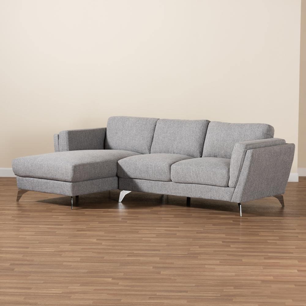 Mirian Modern and Contemporary Grey Fabric Upholstered Sectional Sofa with Left Facing Chaise FredCo