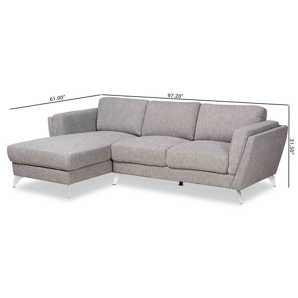 Mirian Modern and Contemporary Grey Fabric Upholstered Sectional Sofa with Left Facing Chaise FredCo