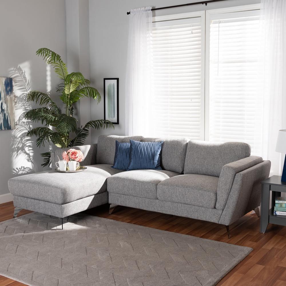 Mirian Modern and Contemporary Grey Fabric Upholstered Sectional Sofa with Left Facing Chaise FredCo
