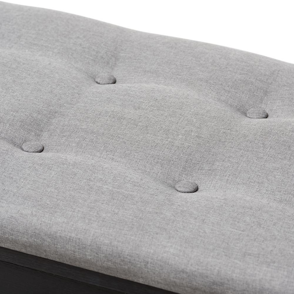 Modern and Contemporary Espresso Finished Grey Fabric Upholstered Cushioned Entryway Bench FredCo
