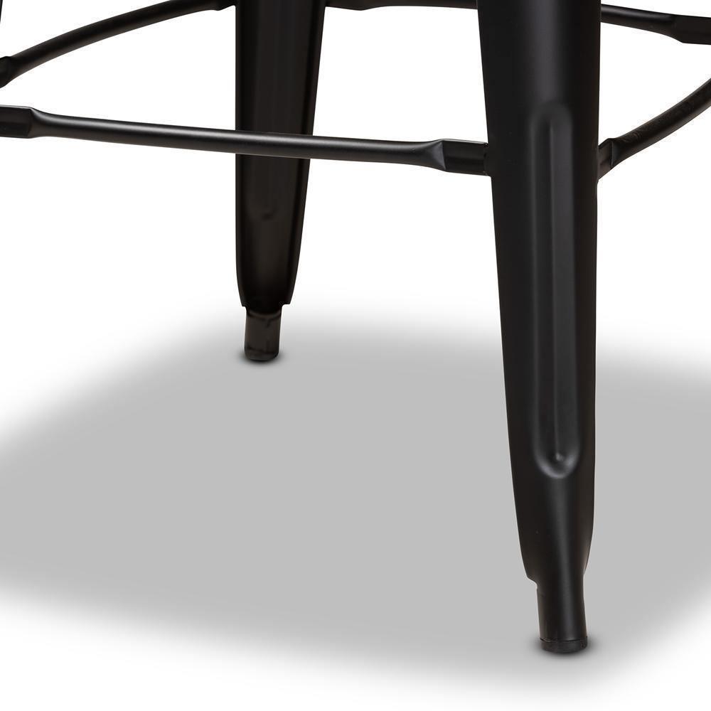 Modern Industrial Black Metal and Walnut Brown Finished Wood 4-Piece Bar Stool Set FredCo