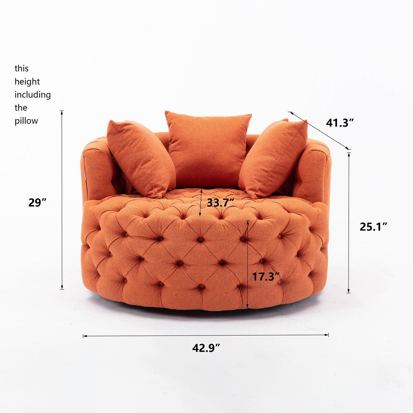 Modern Swivel Accent Chair Orange FredCo