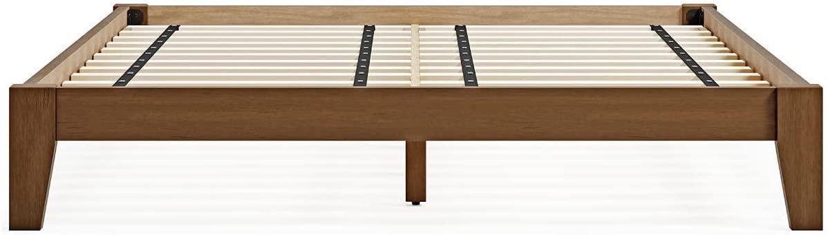 Modern Wood Platform Bed Frame, Full, Light Brown FredCo