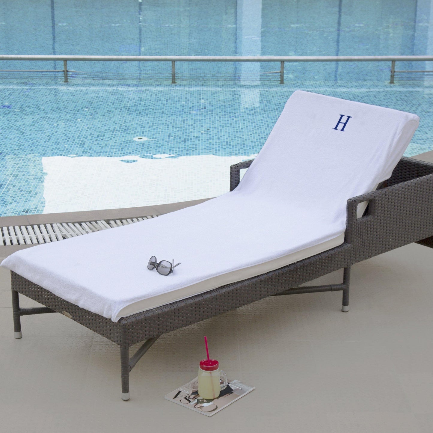 Monogrammed 100% Combed Cotton Lounge Chair Towel Cover FredCo
