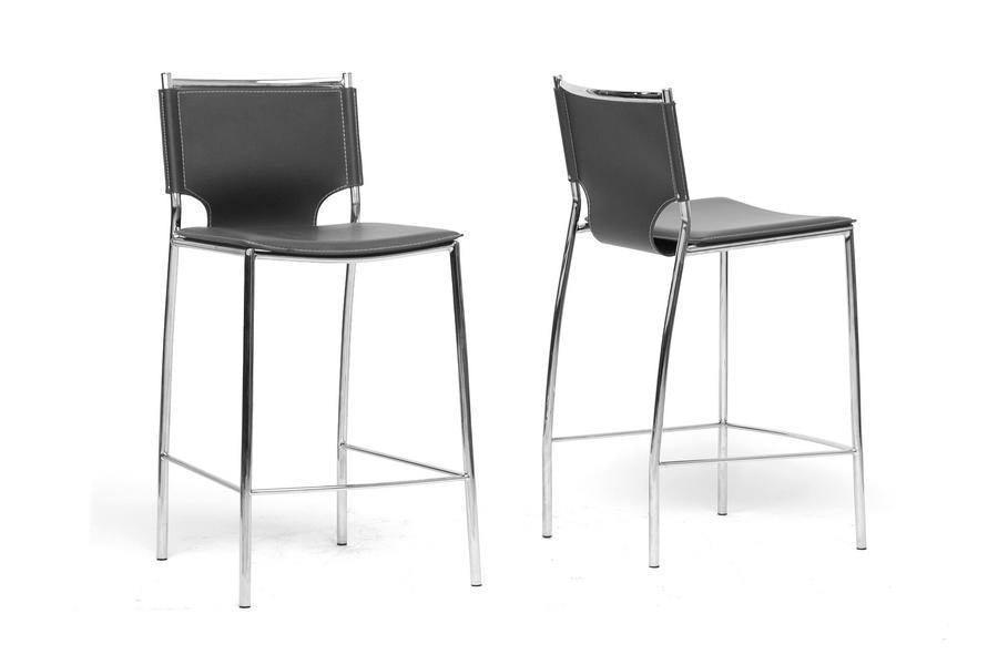 Montclare Black Leather Modern Counter Stool (Set of 2) FredCo