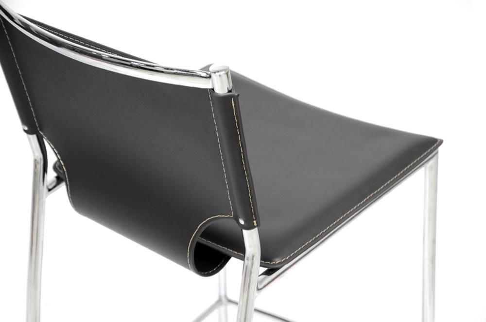 Montclare Black Leather Modern Counter Stool (Set of 2) FredCo