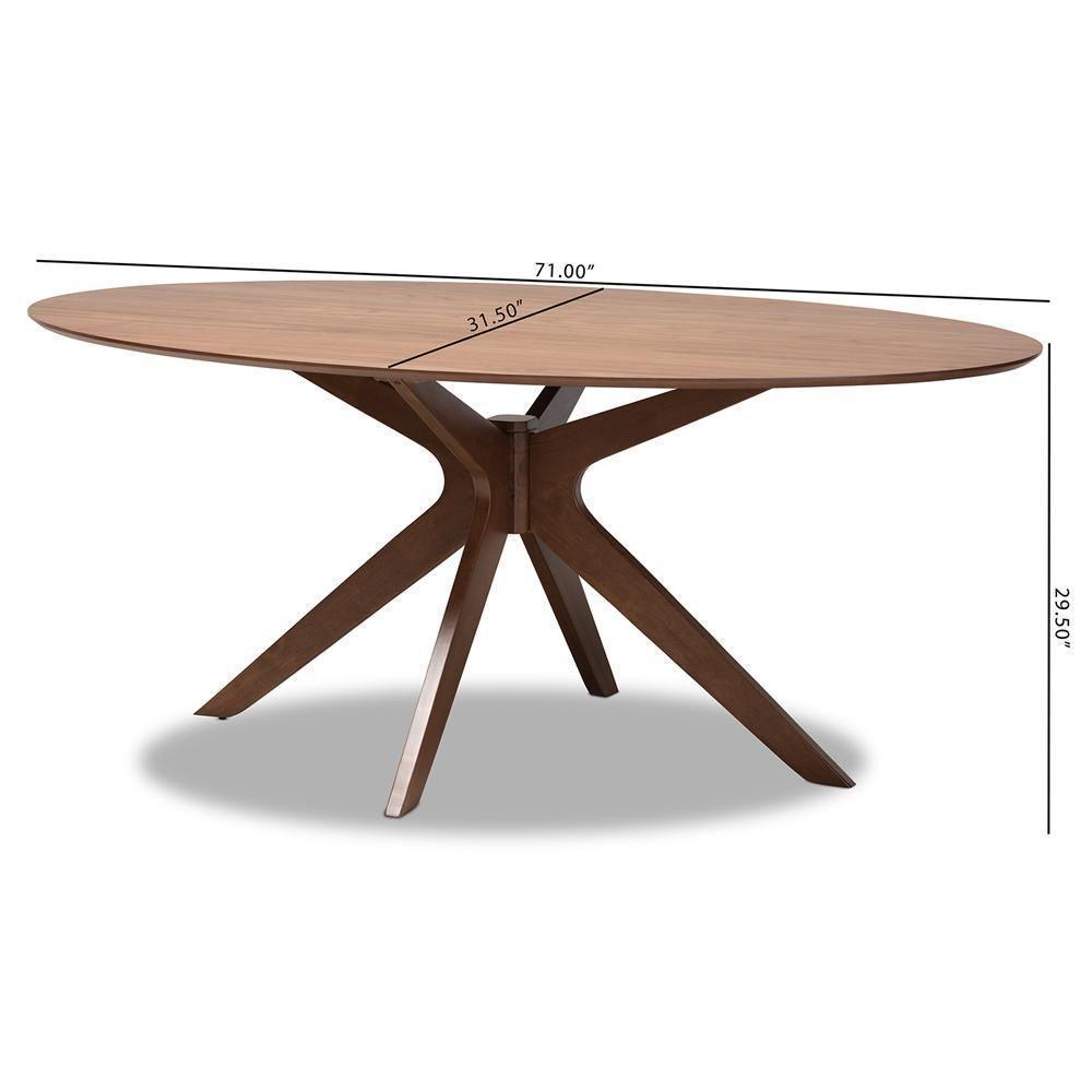Monte Mid-Century Modern Walnut Brown Finished Wood 71-Inch Oval Dining Table FredCo