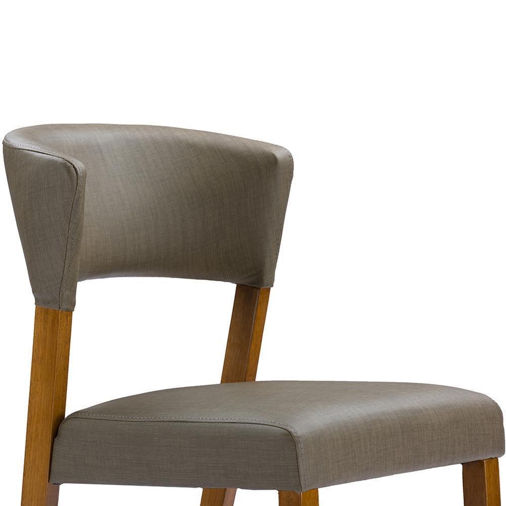 Montreal Mid-Century Dark Walnut Wood Grey Faux Leather Dining Chair FredCo