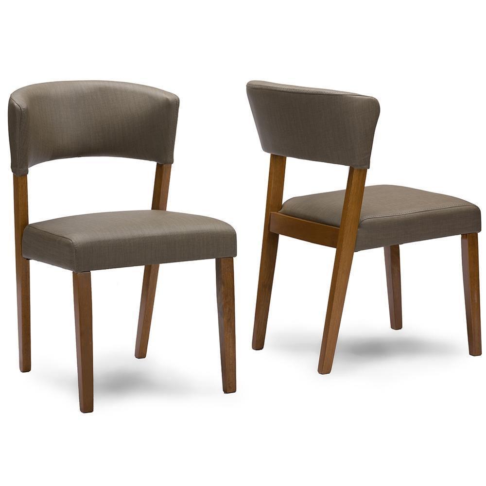 Montreal Mid-Century Dark Walnut Wood Grey Faux Leather Dining Chair FredCo