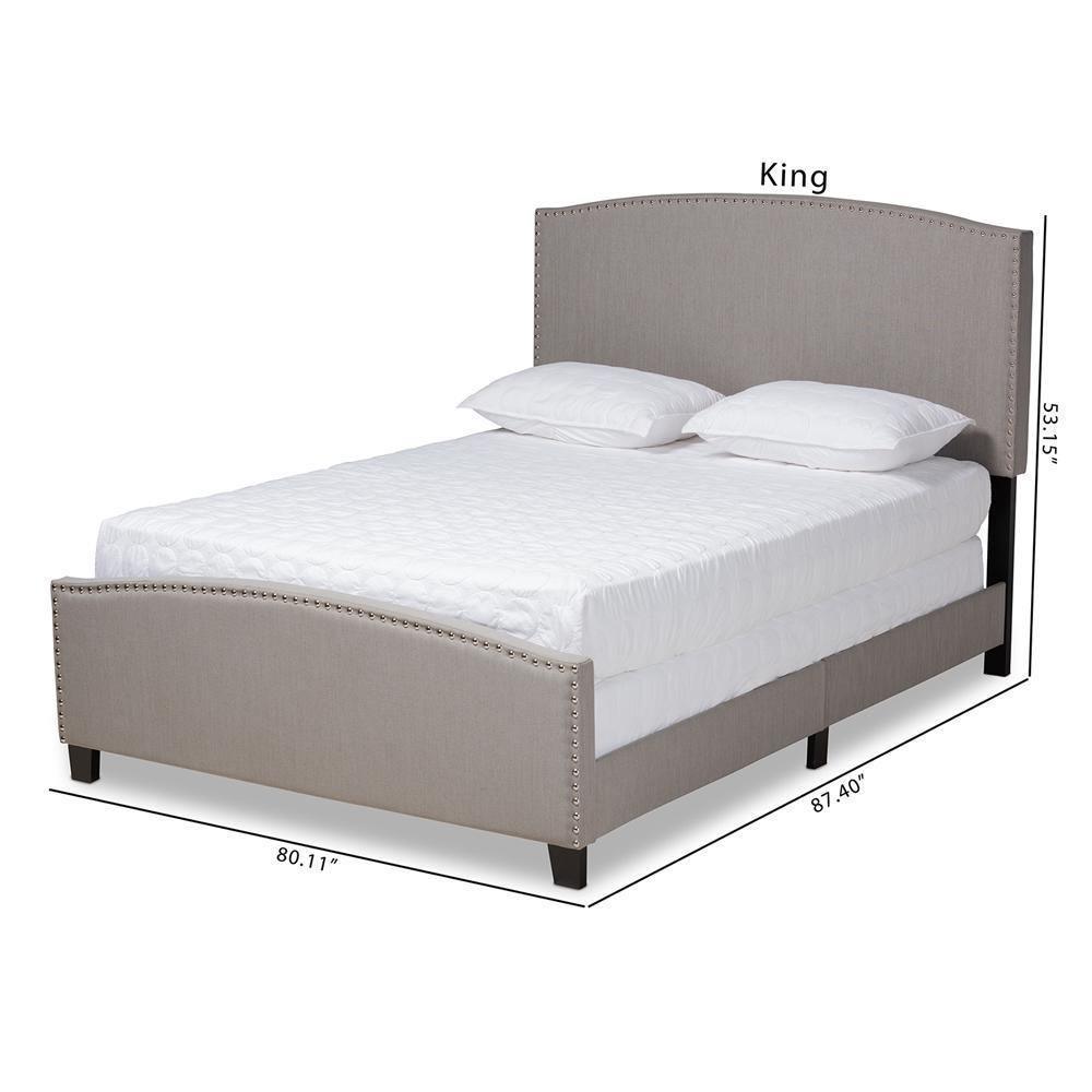 Morgan Modern Transitional Grey Fabric Upholstered Full Size Panel Bed FredCo
