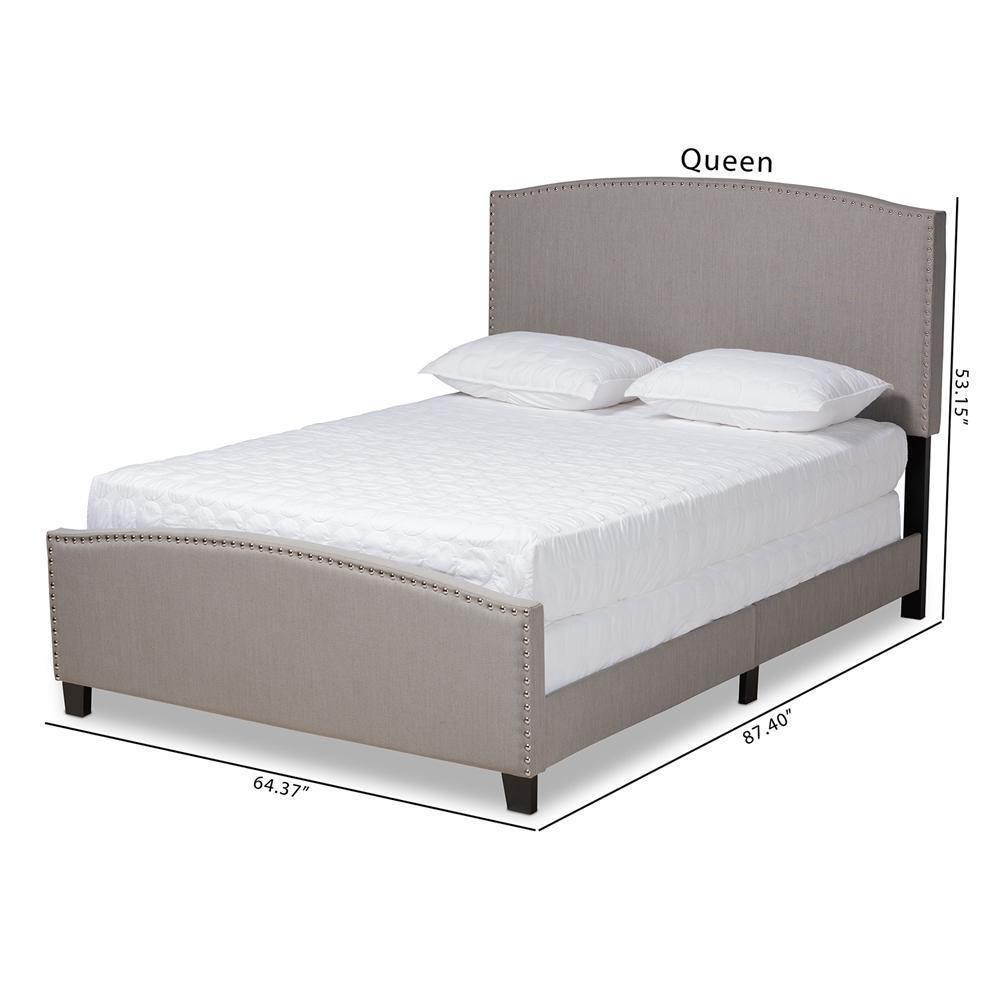 Morgan Modern Transitional Grey Fabric Upholstered Full Size Panel Bed FredCo