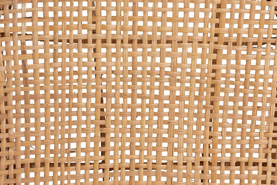 Moscow Modern Bohemian Natural Brown Rattan and Walnut Brown Finished Wood 2-Piece Dining Chair Set FredCo