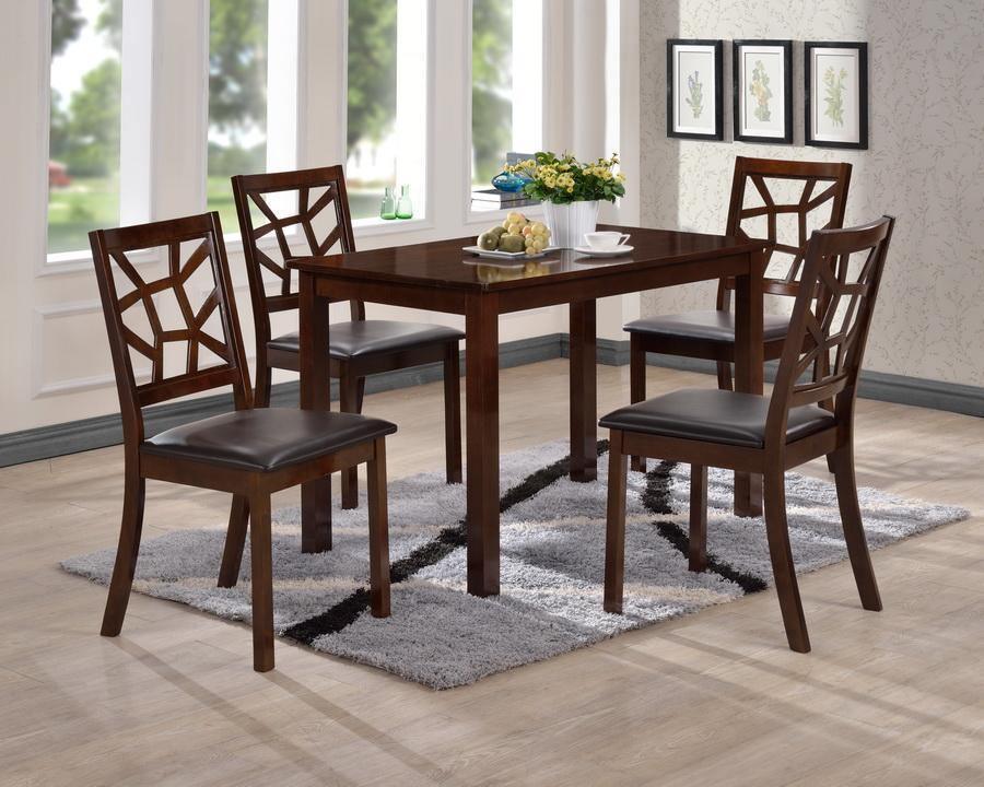 Mozaika Black Leather Contemporary 5-Piece Dining Set1 table and 4 chairs FredCo