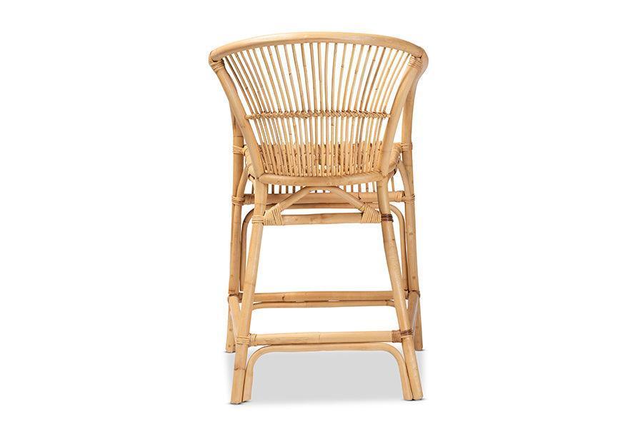 Murai Modern Bohemian Natural Brown Rattan Counter Stool FredCo
