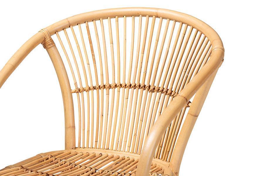 Murai Modern Bohemian Natural Brown Rattan Counter Stool FredCo