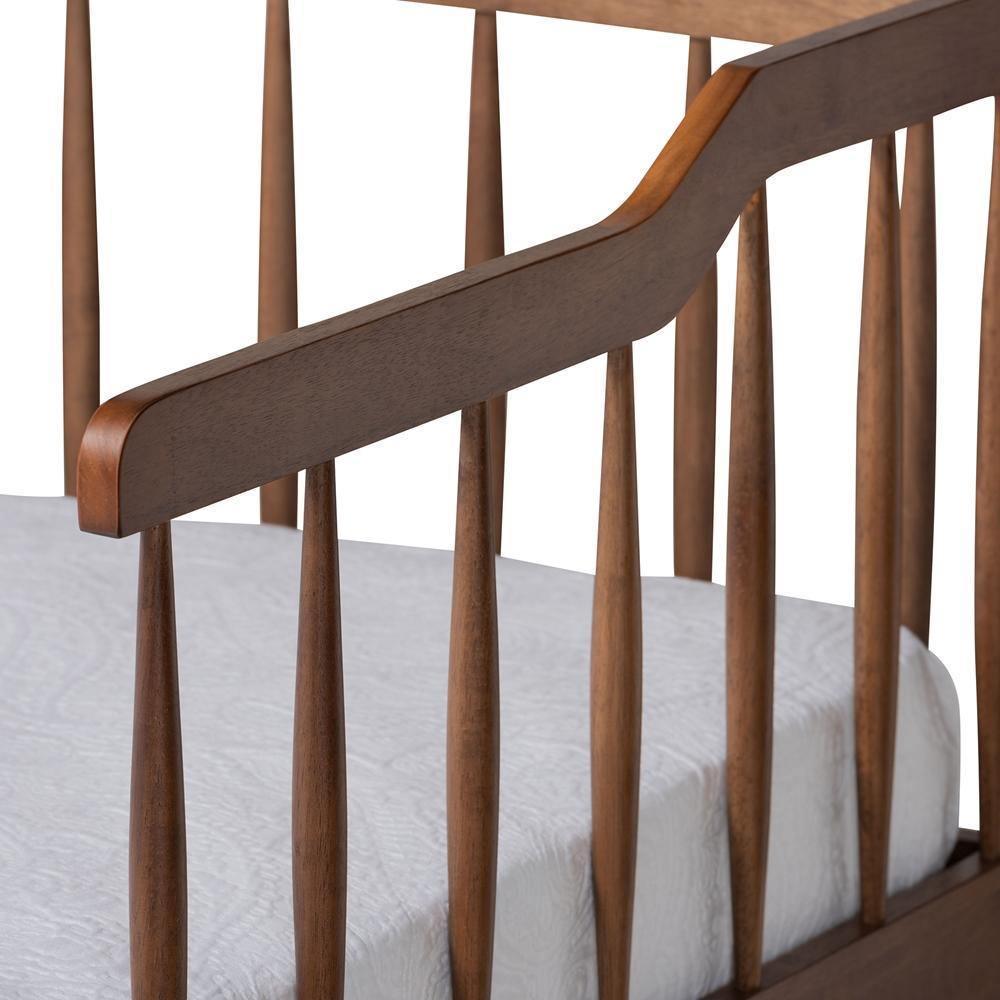Muriel Modern and Transitional Walnut Brown Finished Wood Expandable Twin Size to King Size Spindle Daybed FredCo