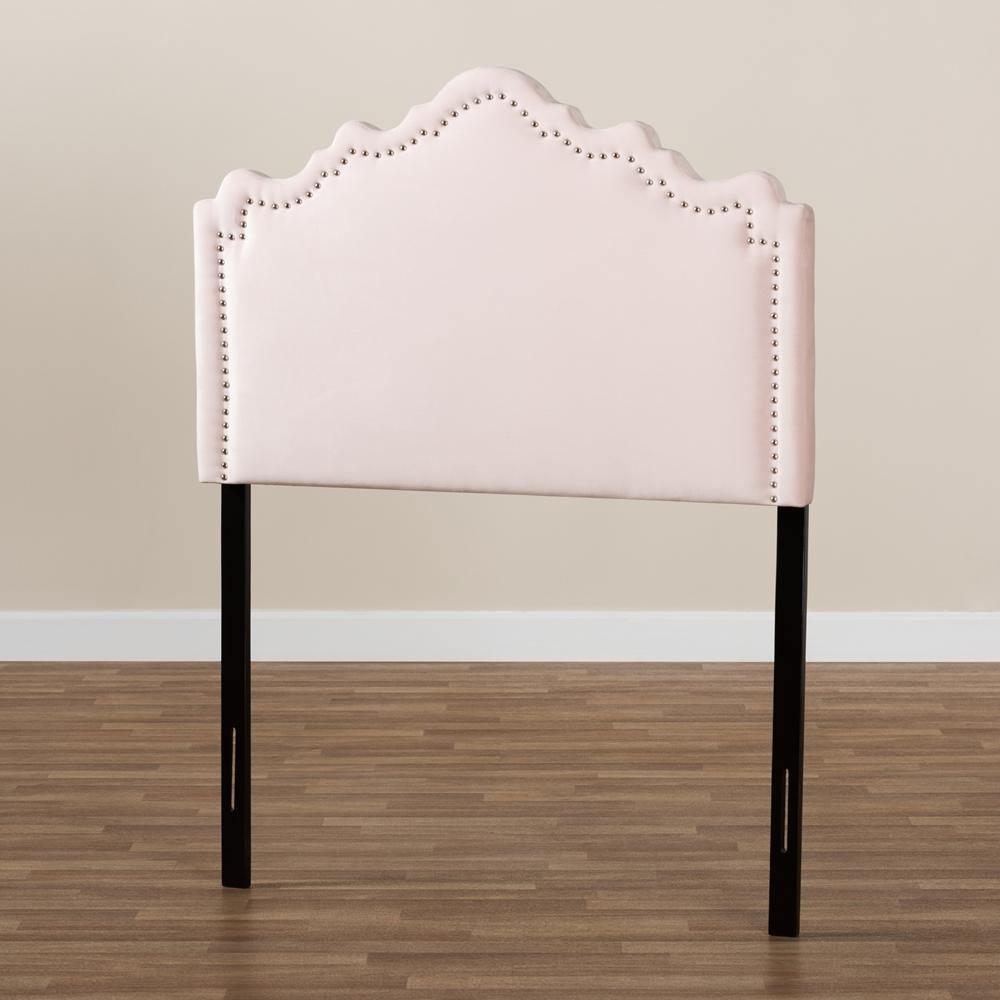 Nadeen Modern and Contemporary Light Pink Velvet Fabric Upholstered Twin Size Headboard FredCo