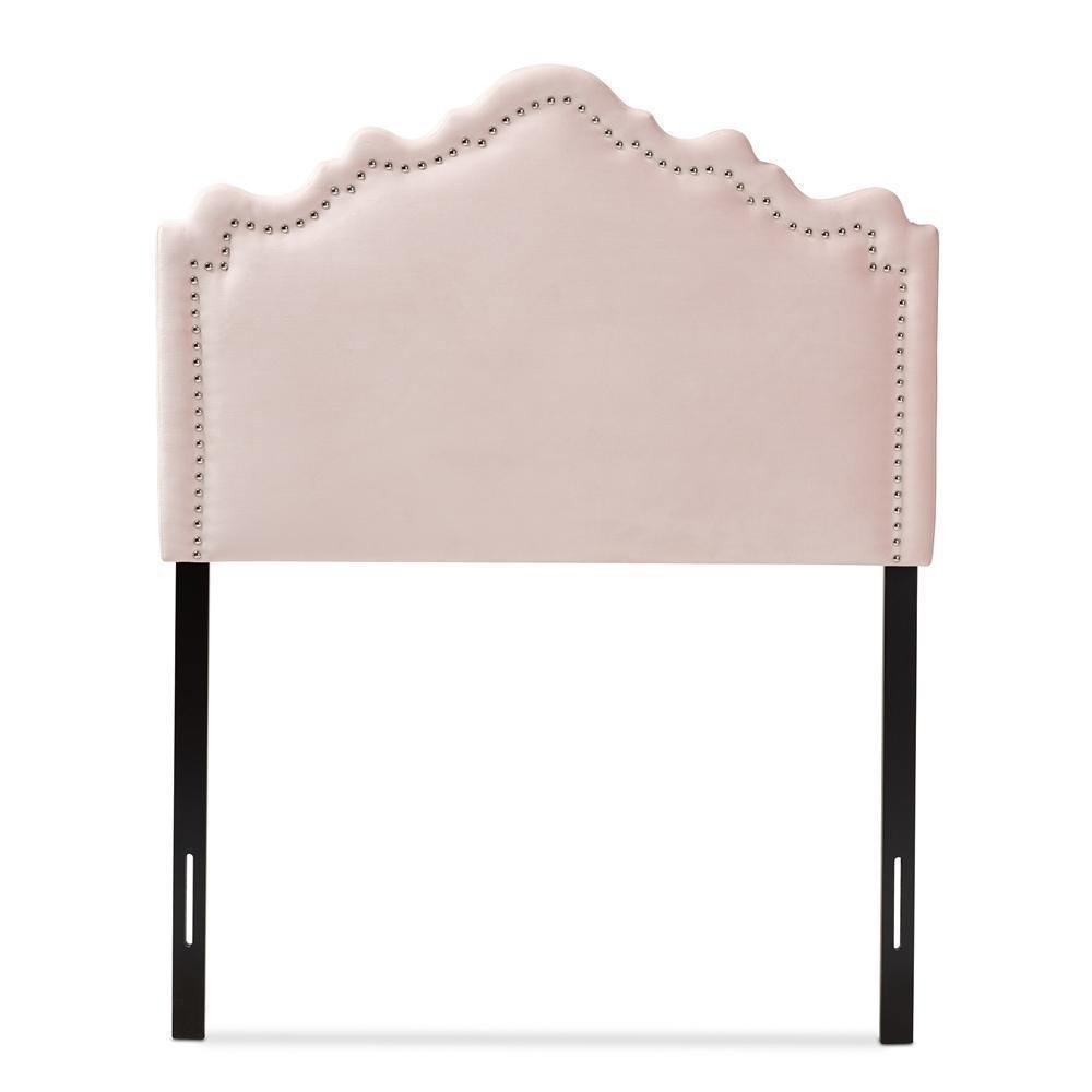 Nadeen Modern and Contemporary Light Pink Velvet Fabric Upholstered Twin Size Headboard FredCo