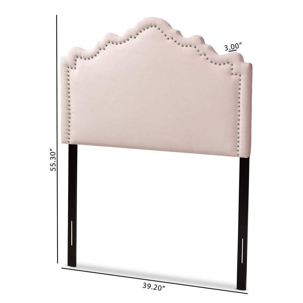 Nadeen Modern and Contemporary Light Pink Velvet Fabric Upholstered Twin Size Headboard FredCo