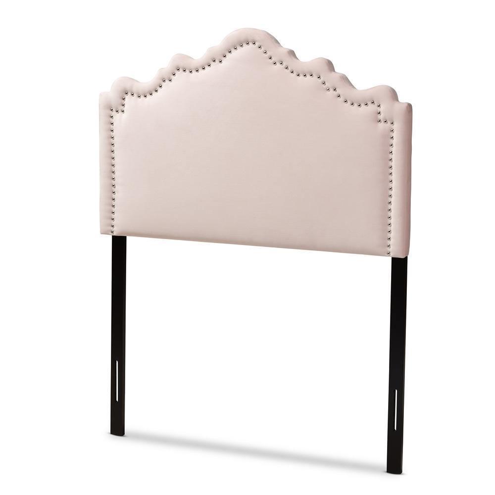 Nadeen Modern and Contemporary Light Pink Velvet Fabric Upholstered Twin Size Headboard FredCo