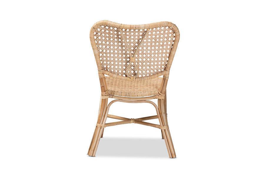 Nadira Modern Bohemian Natural Brown Finished Rattan Dining Chair FredCo