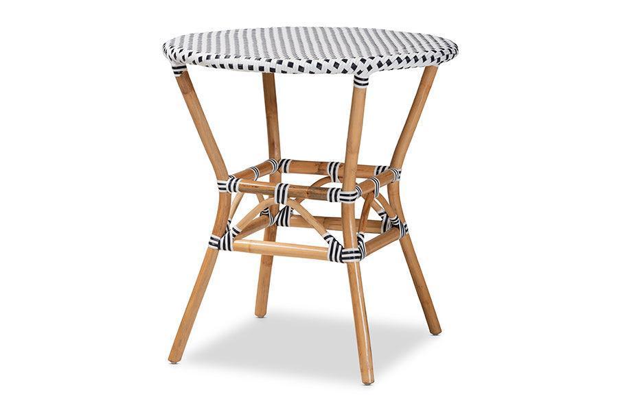 Naila Classic French Black and White Plastic and Natural Brown Rattan 5-Piece Dining Set FredCo