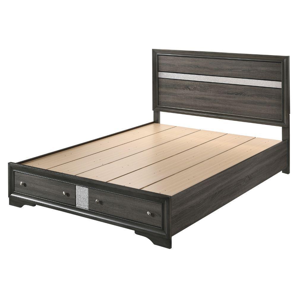 Naima Eastern King Bed w/Storage Gray FredCo