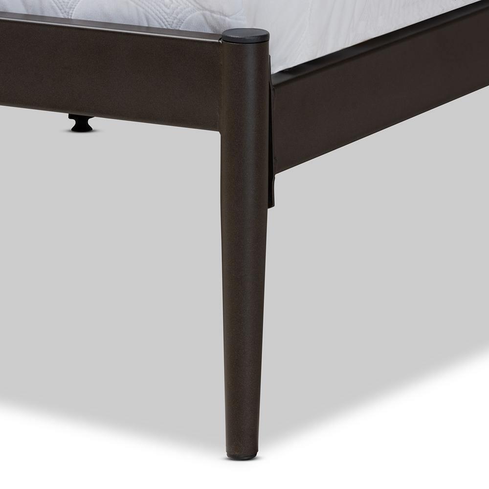 Nano Modern and Contemporary Black Finished Metal Queen Size Platform Bed FredCo