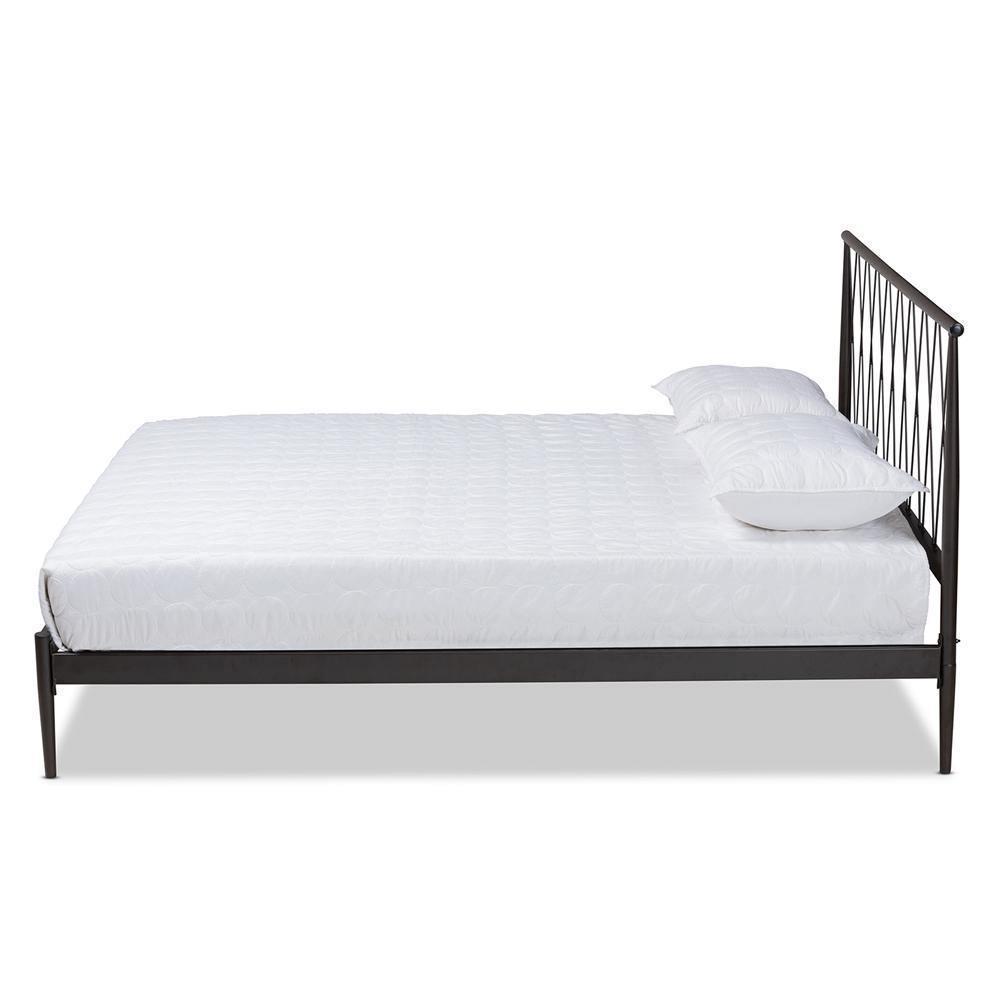 Nano Modern and Contemporary Black Finished Metal Queen Size Platform Bed FredCo