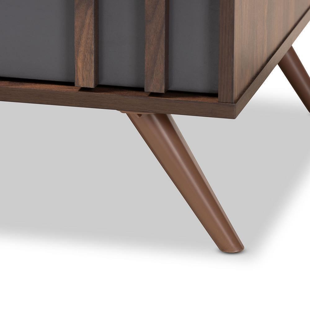 Naoki Modern and Contemporary Two-Tone Grey and Walnut Finished Wood 1-Drawer Coffee Table FredCo