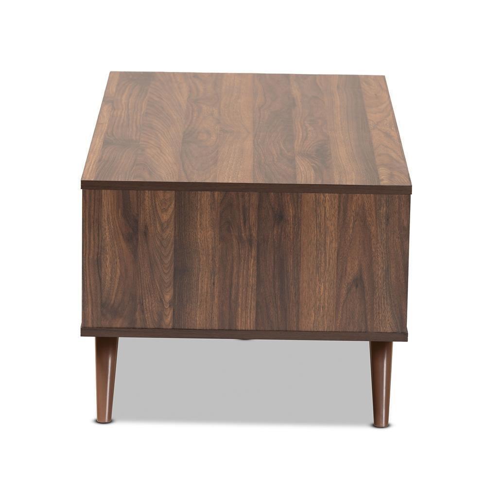 Naoki Modern and Contemporary Two-Tone Grey and Walnut Finished Wood 1-Drawer Coffee Table FredCo