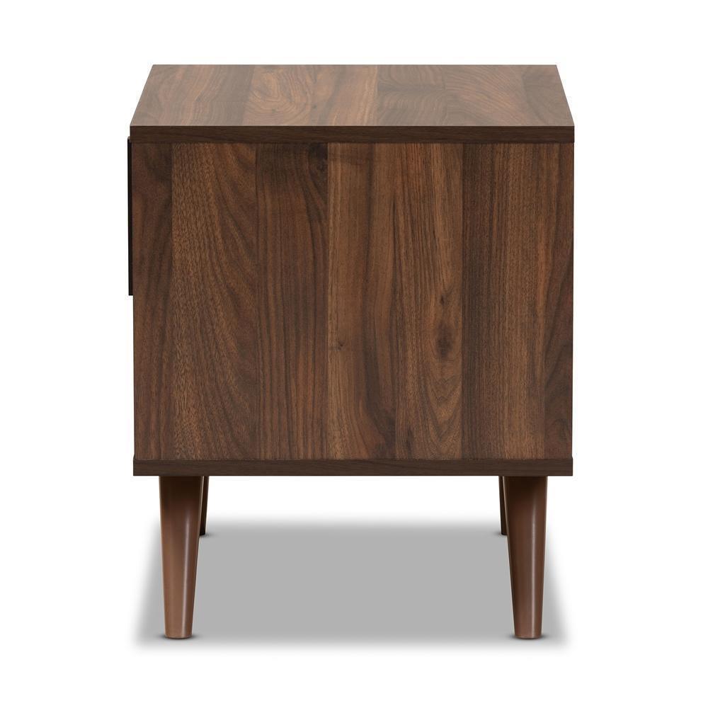 Naoki Modern and Contemporary Two-Tone Grey and Walnut Finished Wood 1-Drawer Nightstand FredCo
