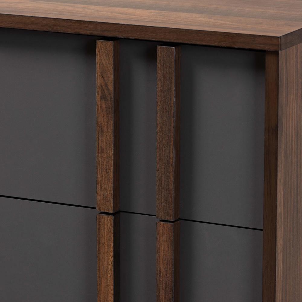 Naoki Modern and Contemporary Two-Tone Grey and Walnut Finished Wood 5-Drawer Bedroom Chest FredCo