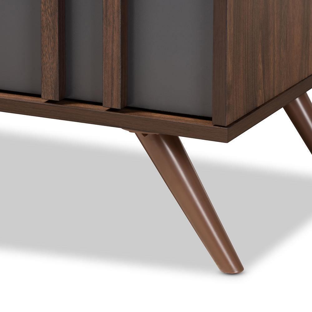Naoki Modern and Contemporary Two-Tone Grey and Walnut Finished Wood 5-Drawer Bedroom Chest FredCo