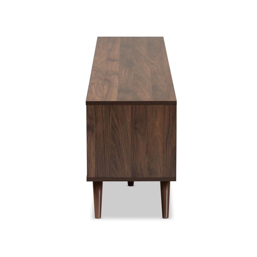 Naoki Modern and Contemporary Two-Tone Grey and Walnut Finished Wood TV Stand with Drop-Down Compartments FredCo
