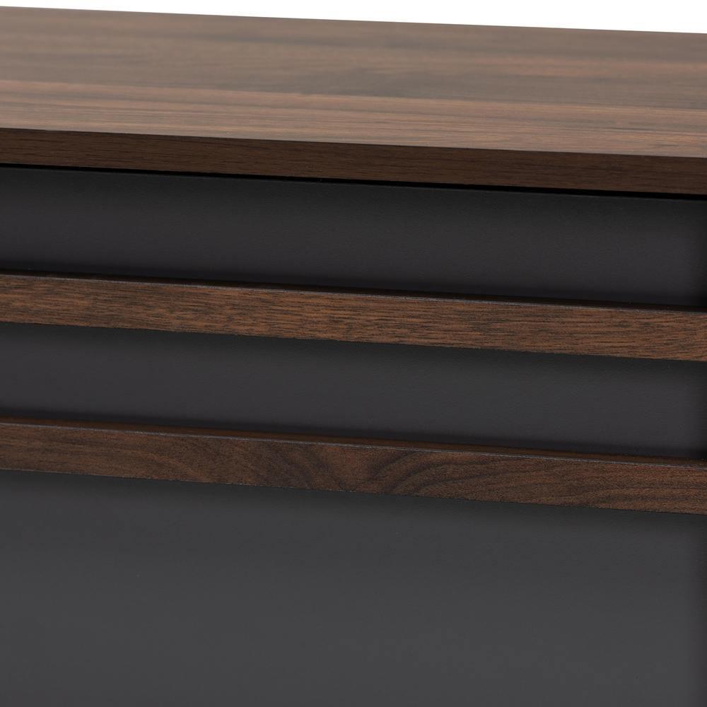 Naoki Modern and Contemporary Two-Tone Grey and Walnut Finished Wood TV Stand with Drop-Down Compartments FredCo