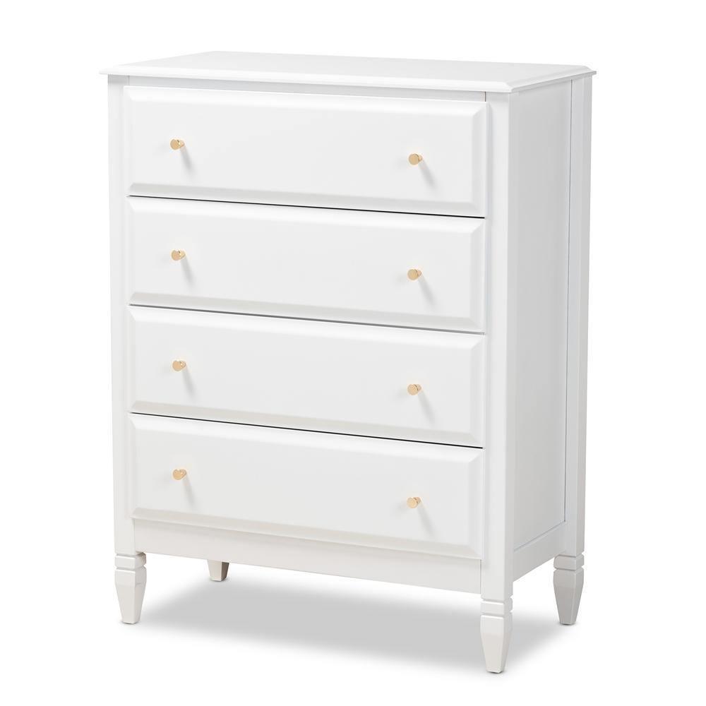 Naomi Classic and Transitional White Finished Wood 4-Drawer Bedroom Chest FredCo