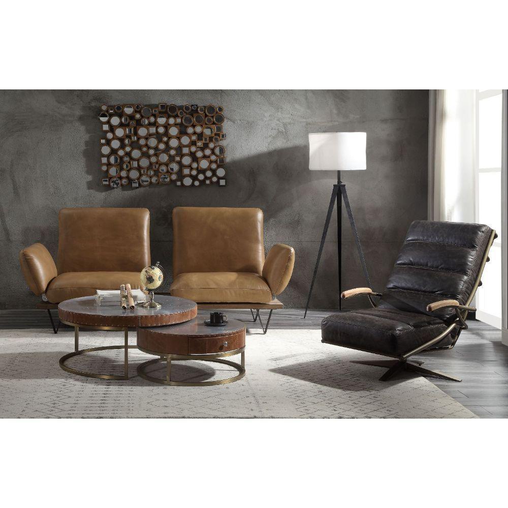 Narech Sofa w/Swivel Nutmeg Top Grain Leather FredCo