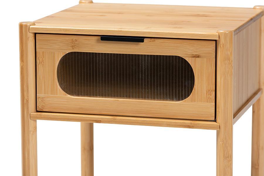 Naresh Mid-Century Modern Transitional Natural Brown Bamboo Wood 1-Drawer End Table FredCo