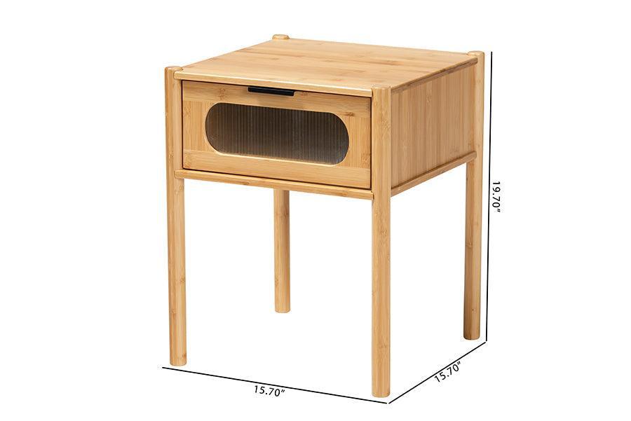 Naresh Mid-Century Modern Transitional Natural Brown Bamboo Wood 1-Drawer End Table FredCo