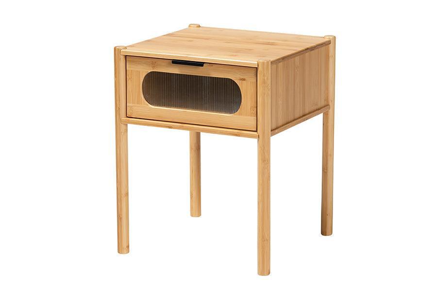 Naresh Mid-Century Modern Transitional Natural Brown Bamboo Wood 1-Drawer End Table FredCo