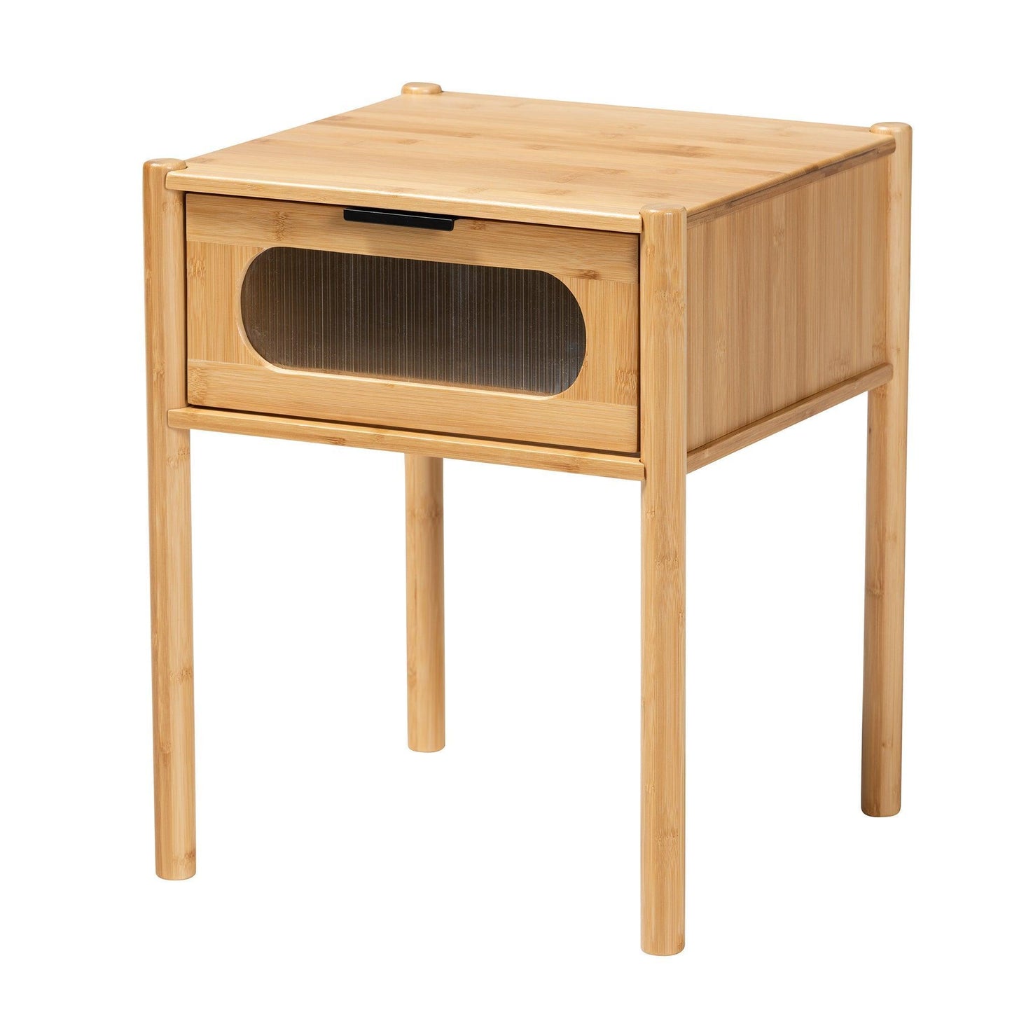 Naresh Mid-Century Modern Transitional Natural Brown Bamboo Wood 1-Drawer End Table FredCo
