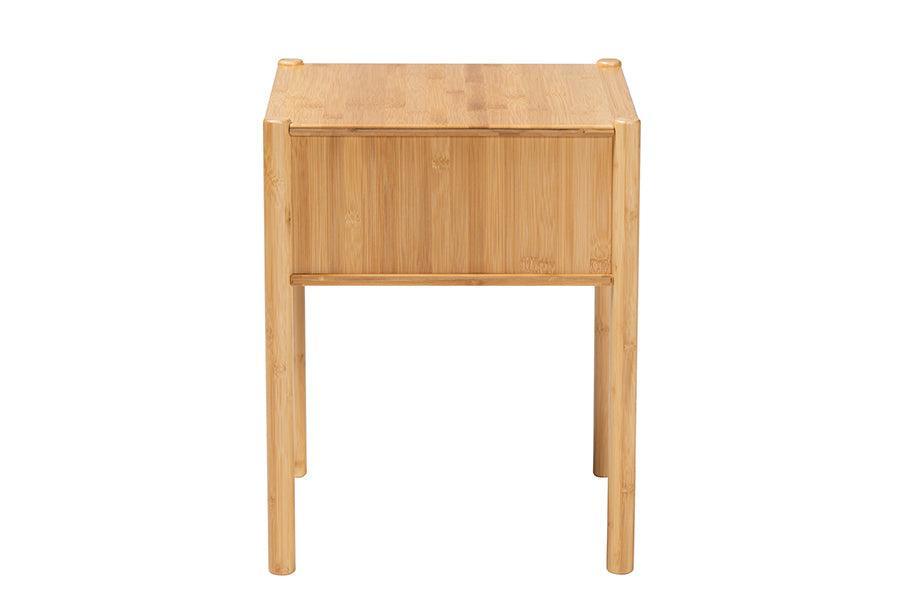 Naresh Mid-Century Modern Transitional Natural Brown Bamboo Wood 1-Drawer End Table FredCo